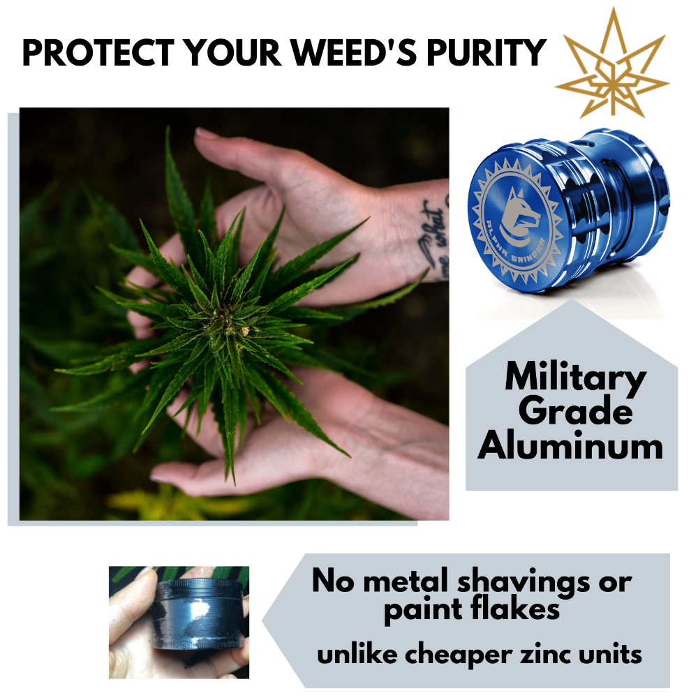 herb grinder with keef kief catcher metal pollen large