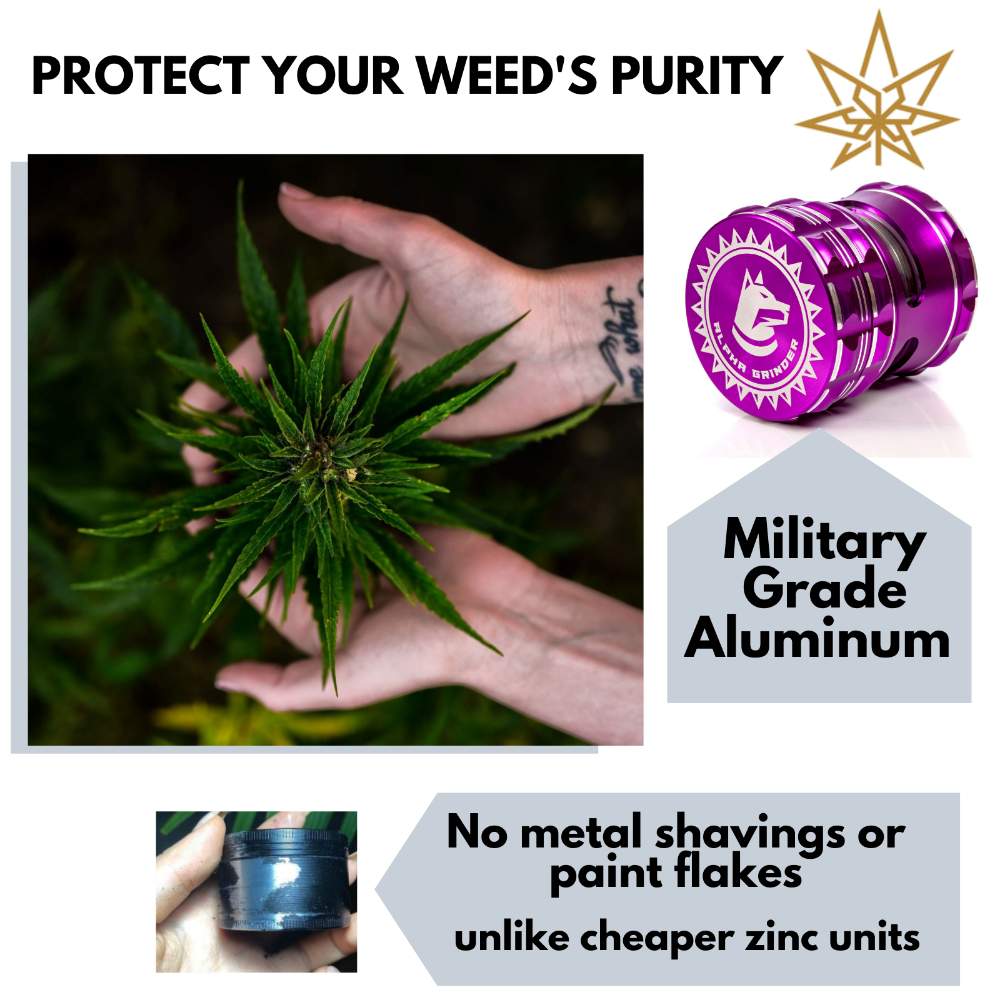 herb grinder with keef kief catcher metal pollen large