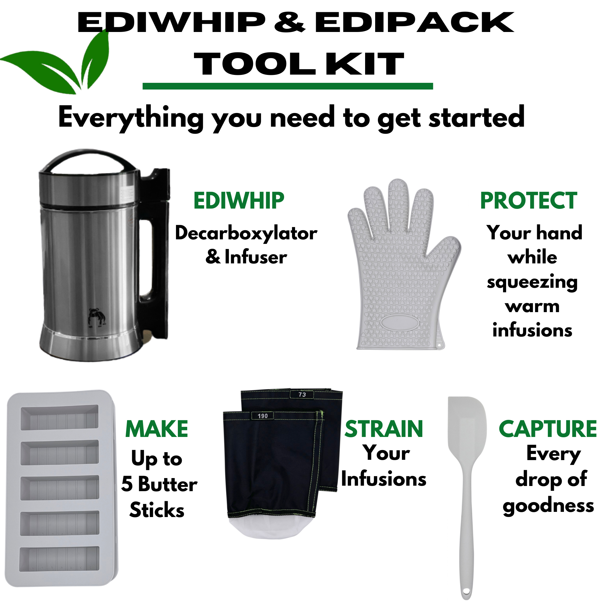EdiWhip & EdiPack Decarboxylation & Infusion Kit for Cannabis